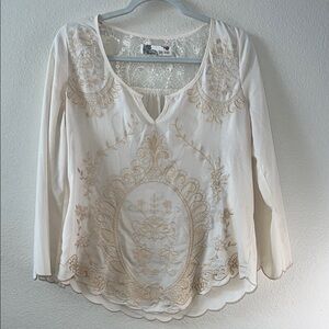 Embroidered Cream Top